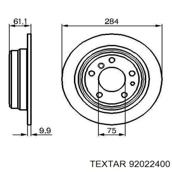Задний тормозной диск Textar 92022400 цена, от 42.66 USD