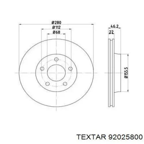 Передние тормозные диски 92025800 Textar