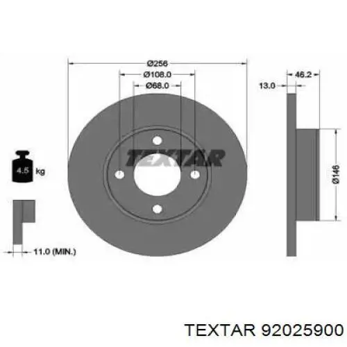 Передние тормозные диски 92025900 Textar