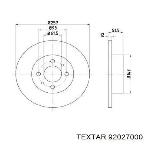 Передние тормозные диски 92027000 Textar