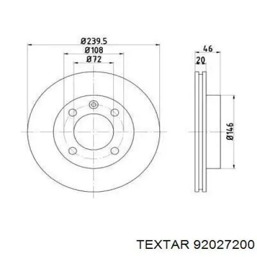 Передние тормозные диски 92027200 Textar