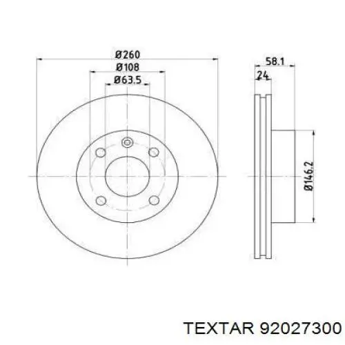 Передние тормозные диски 92027300 Textar