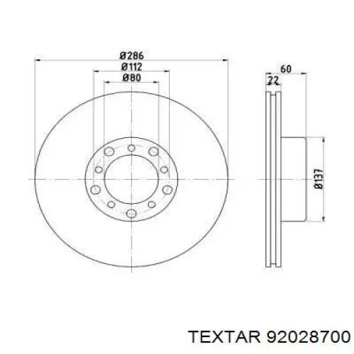 Передние тормозные диски 92028700 Textar