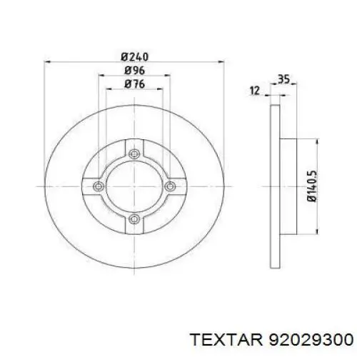 Передние тормозные диски 92029300 Textar