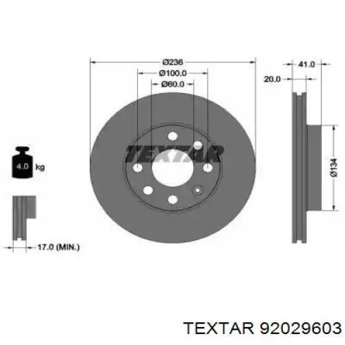 Купить 92029603 Textar Ротор тормозной