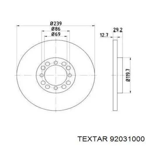 Передние тормозные диски 92031000 Textar