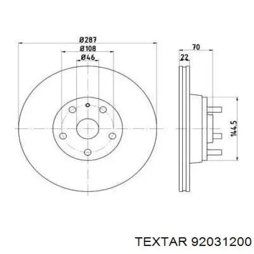 Передние тормозные диски 92031200 Textar