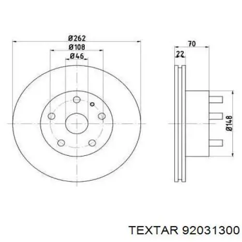 Передние тормозные диски 92031300 Textar