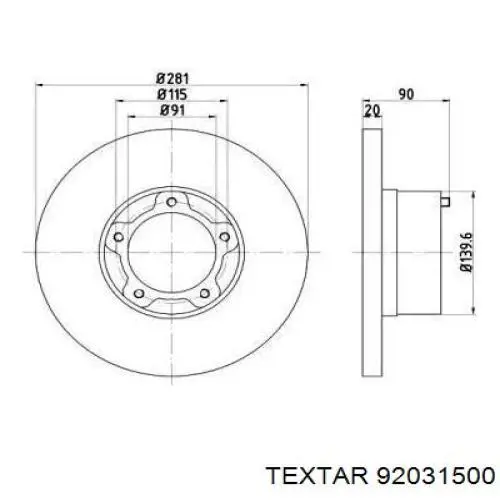 Передние тормозные диски 92031500 Textar