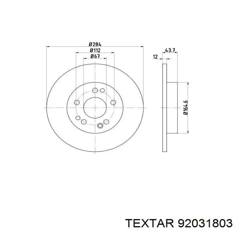 92031803 Textar диск тормозной передний
