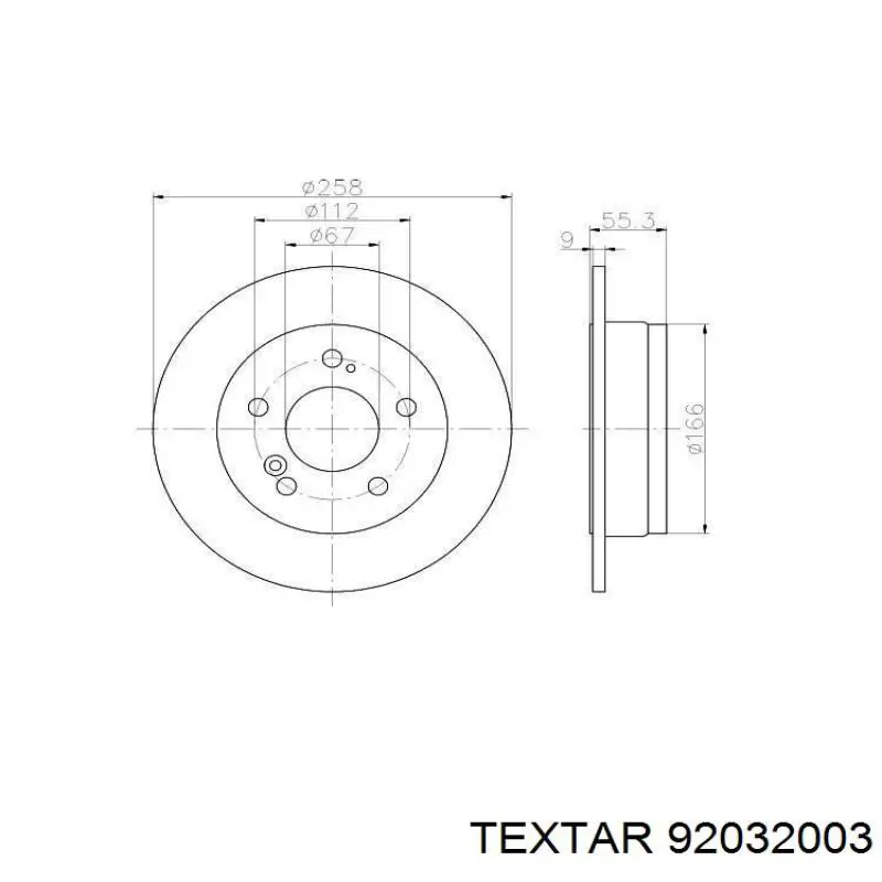 Купить 92032003 Textar Диск тормозной задний