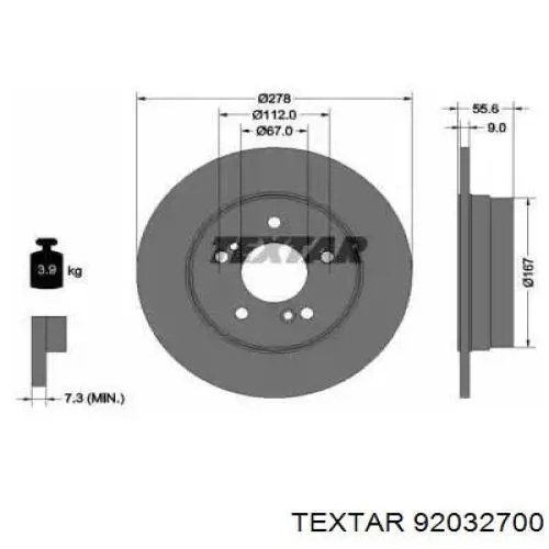 Тормозные диски 92032700 Textar