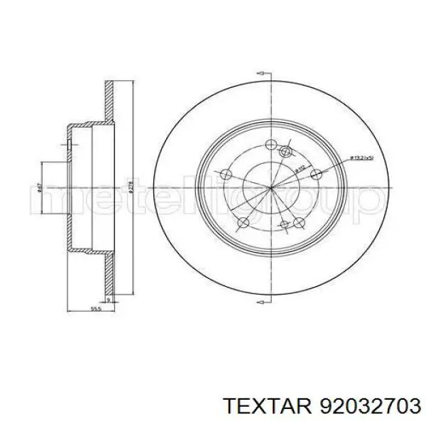 Купить 92032703 Textar Диск тормозной задний