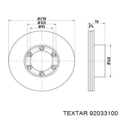 Передние тормозные диски 92033100 Textar