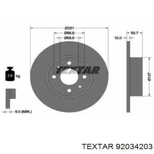 Тормозные диски 92034203 Textar