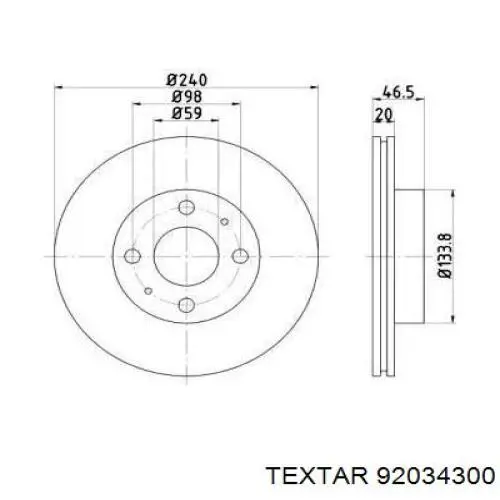 Передние тормозные диски 92034300 Textar