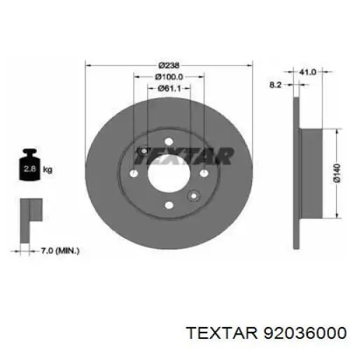 Передние тормозные диски 92036000 Textar
