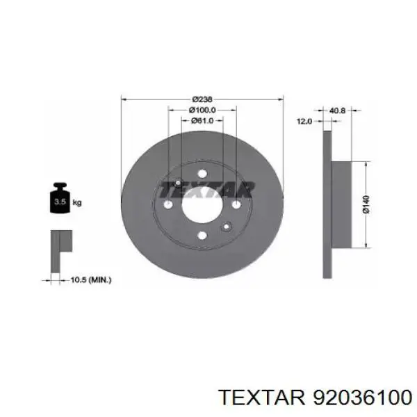 Передние тормозные диски 92036100 Textar