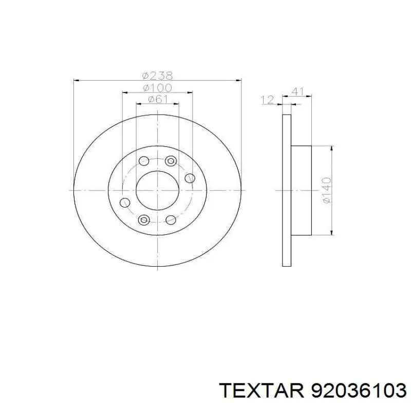 Передние тормозные диски 92036103 Textar
