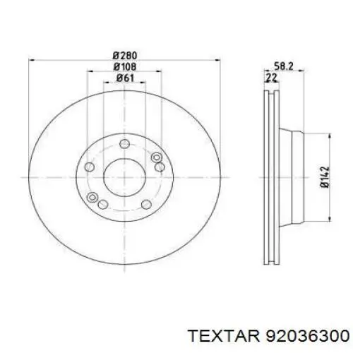 Передние тормозные диски 92036300 Textar