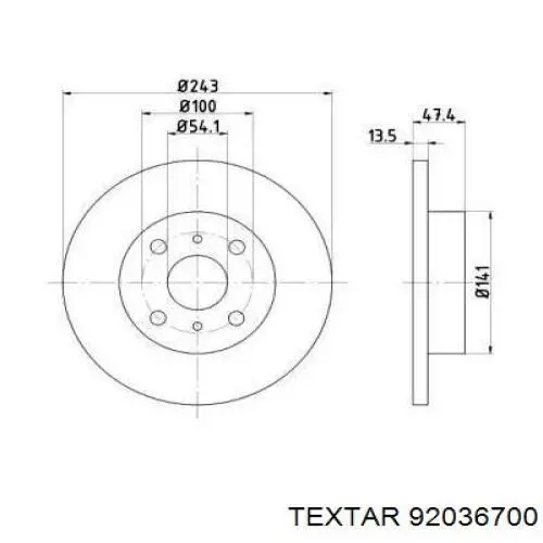 Передние тормозные диски 92036700 Textar