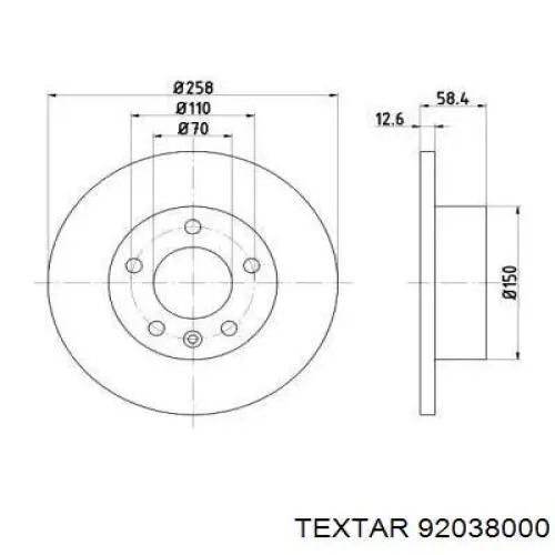 Передние тормозные диски 92038000 Textar