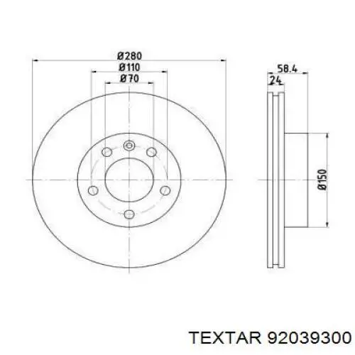 Передние тормозные диски 92039300 Textar