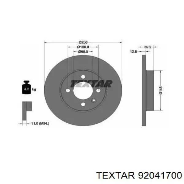 Передние тормозные диски 92041700 Textar