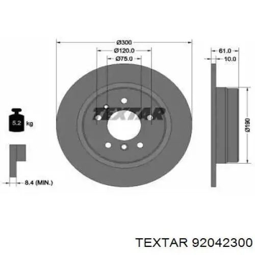 Тормозные диски 92042300 Textar