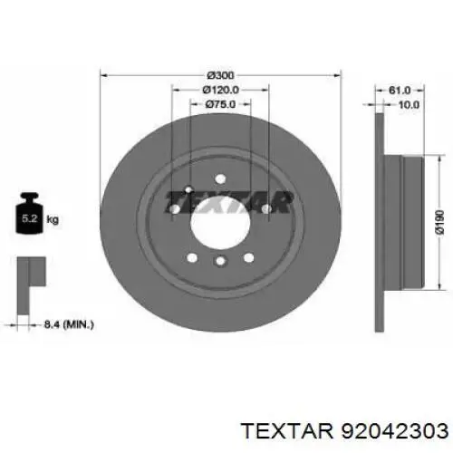 92042303 Textar тормозные диски