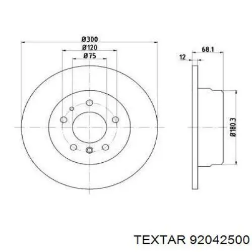 Тормозные диски 92042500 Textar