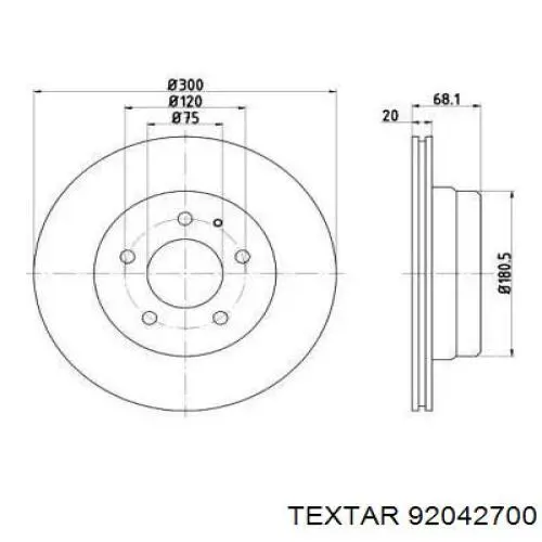 Тормозные диски 92042700 Textar