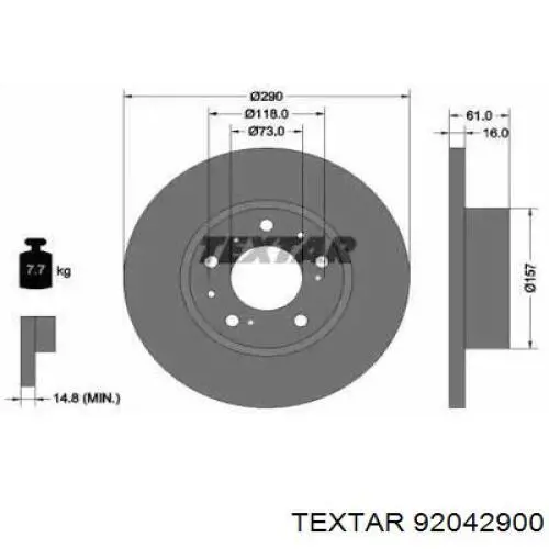 Передние тормозные диски 92042900 Textar