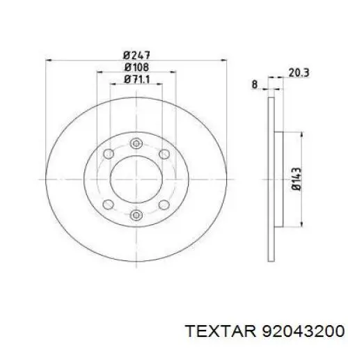 Тормозные диски 92043200 Textar