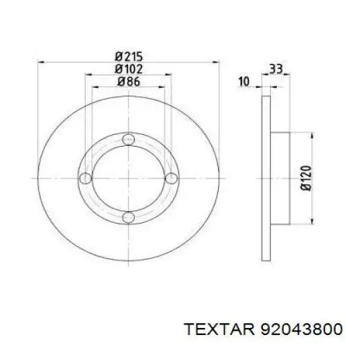 Передние тормозные диски 92043800 Textar