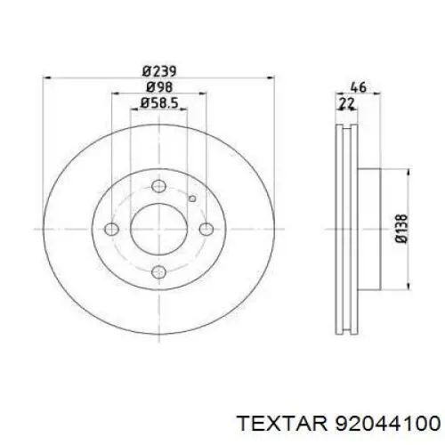 Передние тормозные диски 92044100 Textar