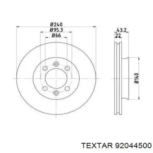 Передние тормозные диски 92044500 Textar