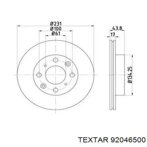 Передние тормозные диски 92046500 Textar