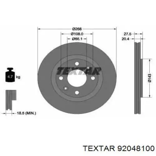 Передние тормозные диски 92048100 Textar