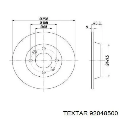 Тормозные диски 92048500 Textar