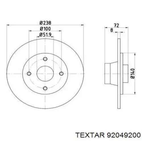 Тормозные диски 92049200 Textar