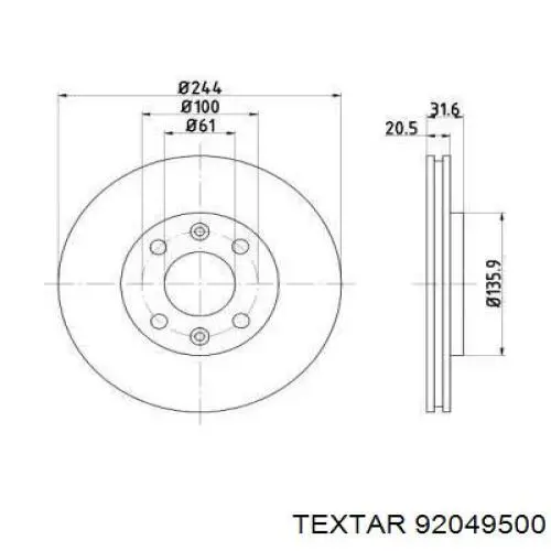 Передние тормозные диски 92049500 Textar