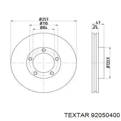 Передние тормозные диски 92050400 Textar