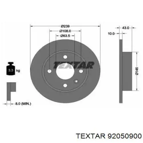 Передние тормозные диски 92050900 Textar