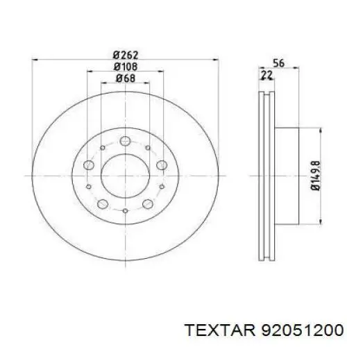 Передние тормозные диски 92051200 Textar