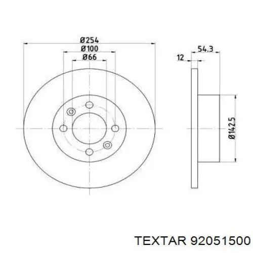 92051500 Textar Дисковый тормоз