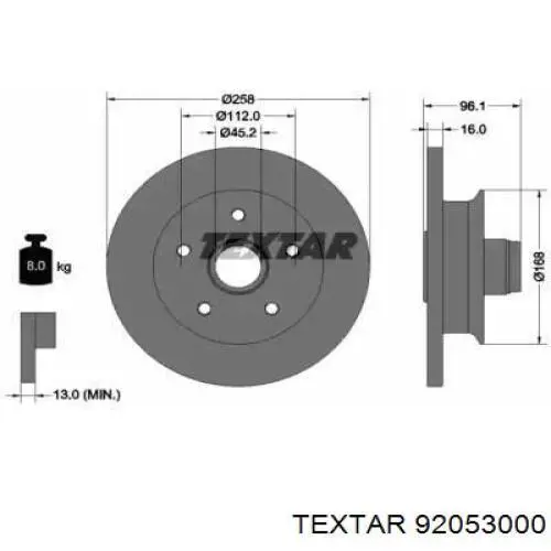 Передние тормозные диски 92053000 Textar