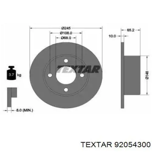 Тормозные диски 92054300 Textar