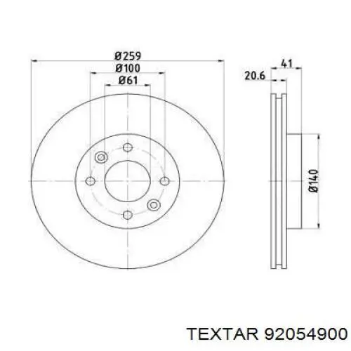 Передние тормозные диски 92054900 Textar