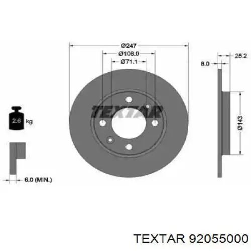 Тормозные диски 92055000 Textar